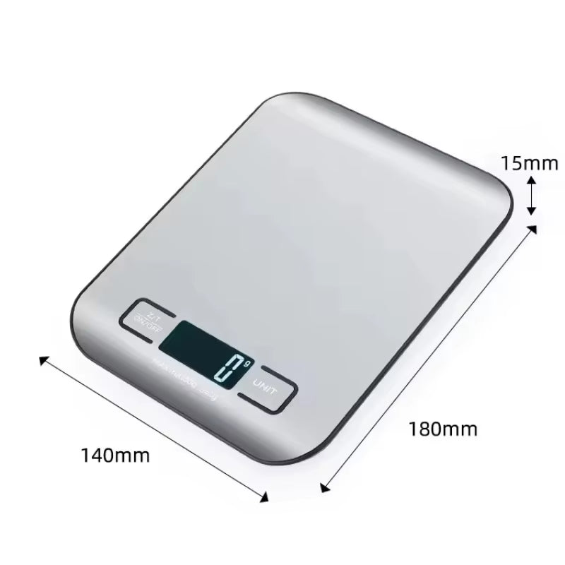 Stainless Steel Digital Kitchen Scale with LED Display - 5Kg/1G Precision Weighing for Food, Jewelry, and Baking
