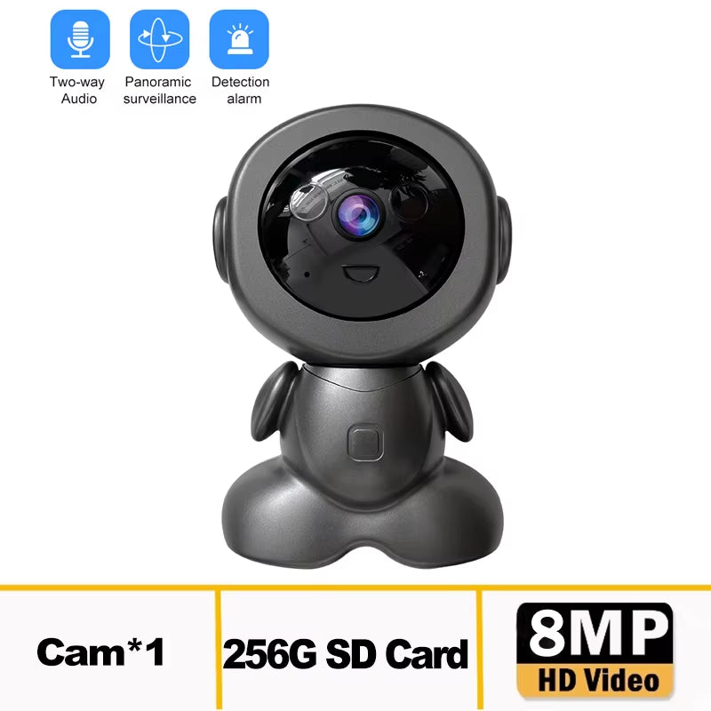 8MP Smart WiFi Surveillance Robot - Wireless Security Baby Monitor with AI Human Tracking, Two-Way Audio, and Color Night Vision