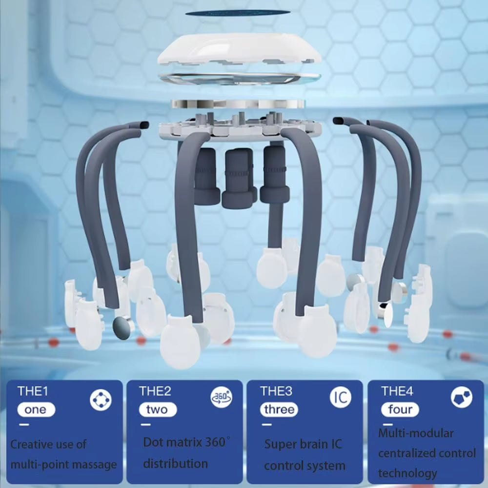 Rechargeable Octopus Claw Electric Scalp Massager - Therapeutic Eight Claw Head Massager for Ultimate Relaxation