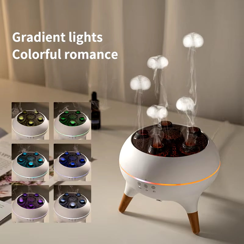 Dynamic Jellyfish Air Humidifier & Essential Oil Diffuser - 250ml with Remote Control & 7 Colorful Night Lights for a Relaxing Bedroom Atmosphere