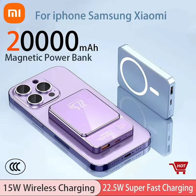 20000Mah Magnetic Wireless Power Bank, Super Fast Charging for Iphone 16/15/14/13, for Huawei, for Samsung, for Xiaomi