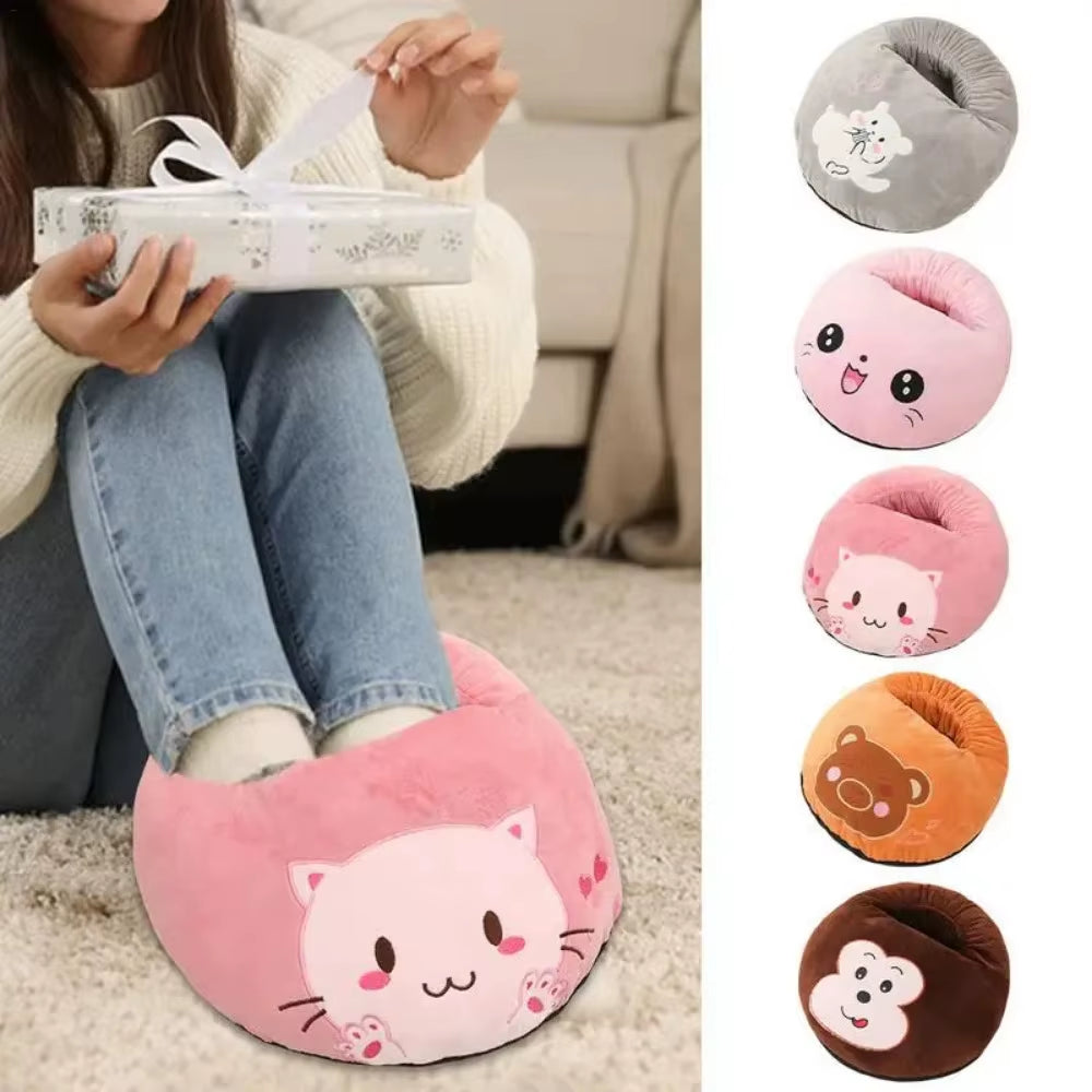 Cozy Cartoon USB Foot Warmer - Multicolor Plush Electric Heater for Winter Comfort