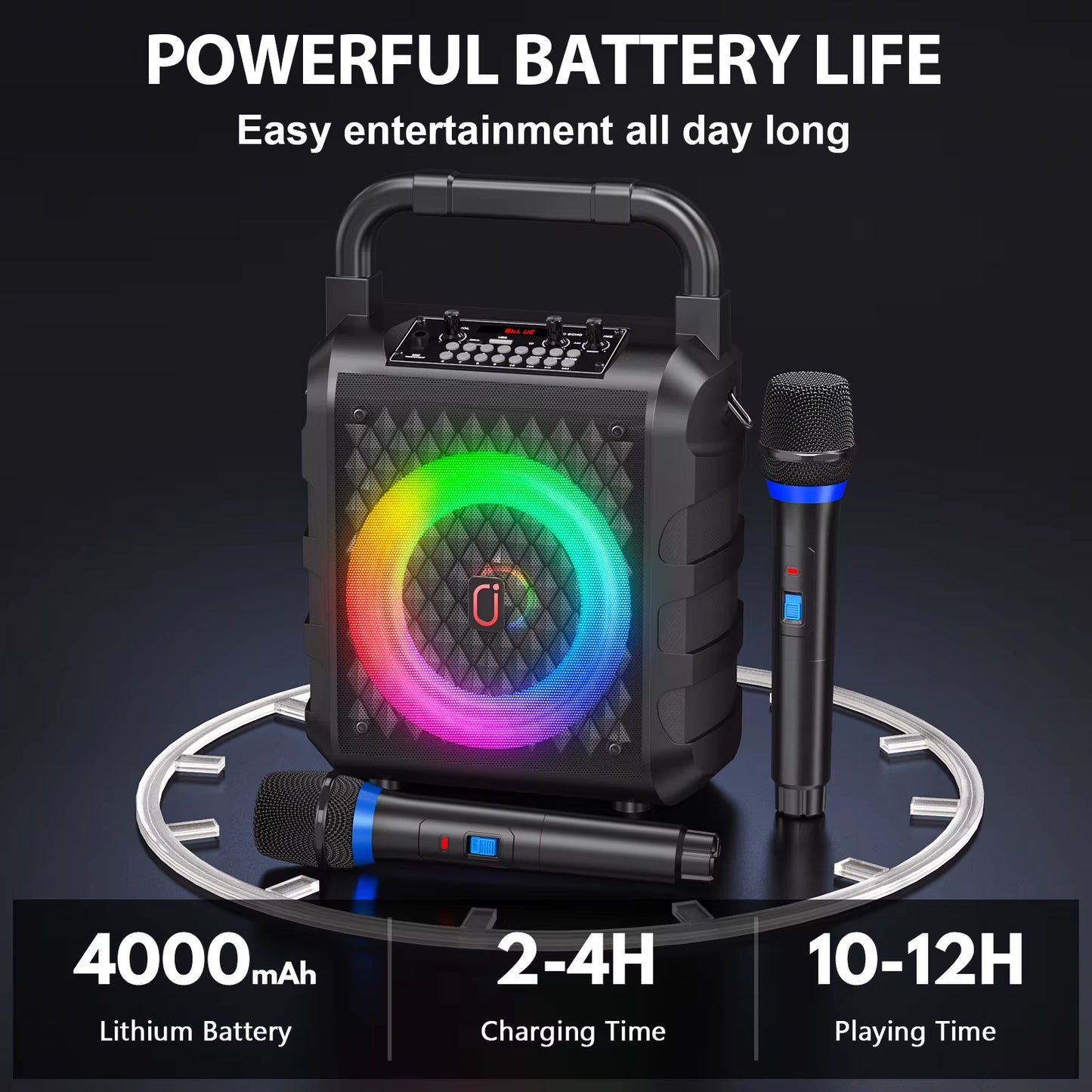 Ultimate Wireless Bluetooth Karaoke Speaker with LED Light - Portable Home Karaoke System with Microphone