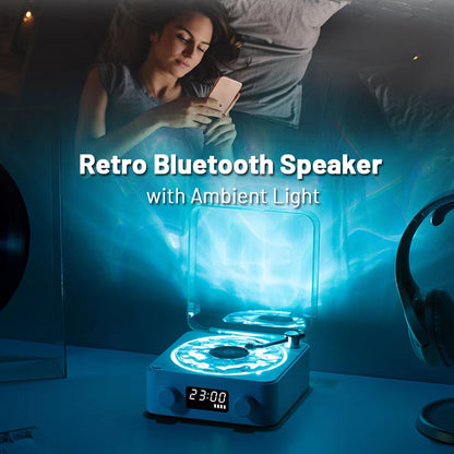 Vintage Mini Bluetooth Speaker with RGB Light - Portable White Noise Sleep Aid & Subwoofer, TF Card Support