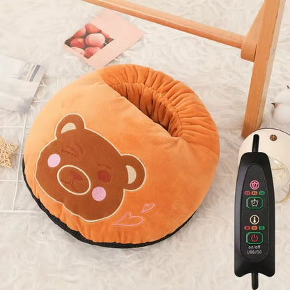 Cozy Cartoon USB Foot Warmer - Multicolor Plush Electric Heater for Winter Comfort