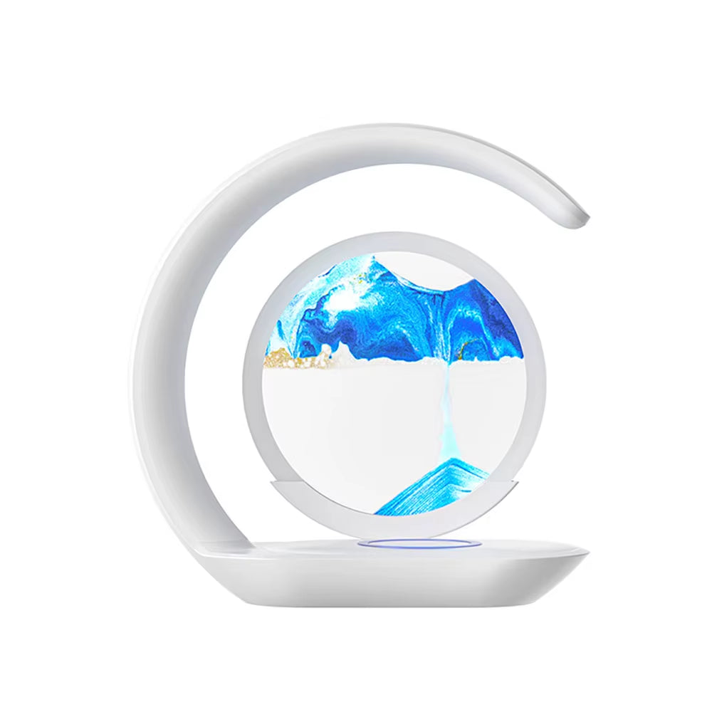 Stylish Quicksand Table Lamp with USB Wireless Charging - 3D Hourglass Sand Painting Night Light for Elegant Office Decor