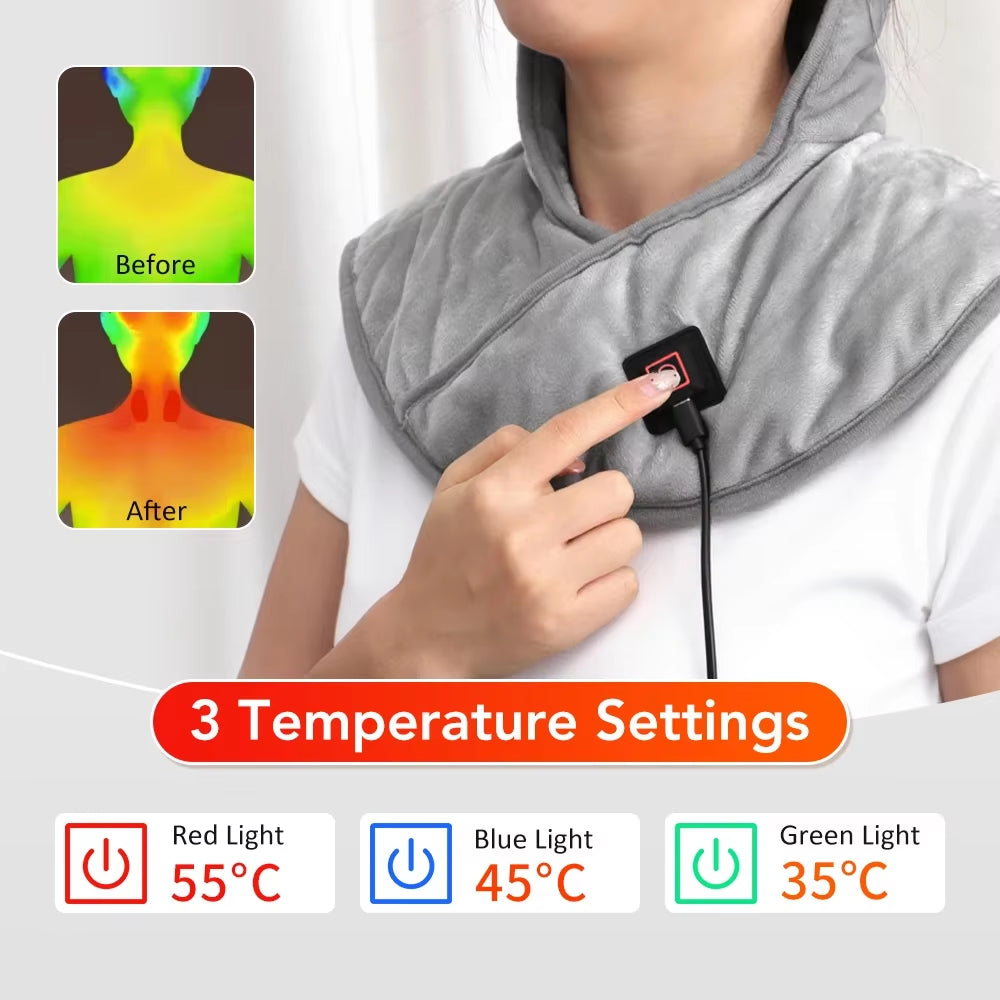 Experience Ultimate Comfort with Our Electric Heated Shoulder and Neck Pad - 3 Adjustable Heat Settings for Soothing Relief