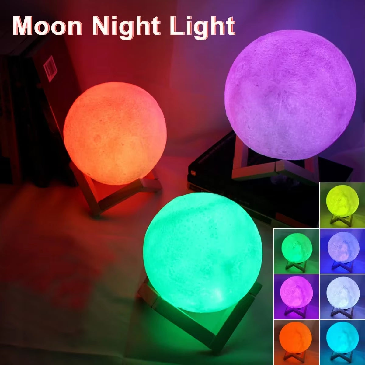 Enchanting 8Cm Moon Lamp LED Night Light - Battery Powered Starry Bedroom Decor & Perfect Kids Gift