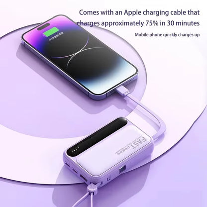 4 In1 Power Bank 500000Mah Large Capacity Built in Cables Intelligent Digital Display Light Portable Battery for Iphone