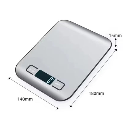 Stainless Steel Digital Kitchen Scale with LED Display - 5Kg/1G Precision Weighing for Food, Jewelry, and Baking
