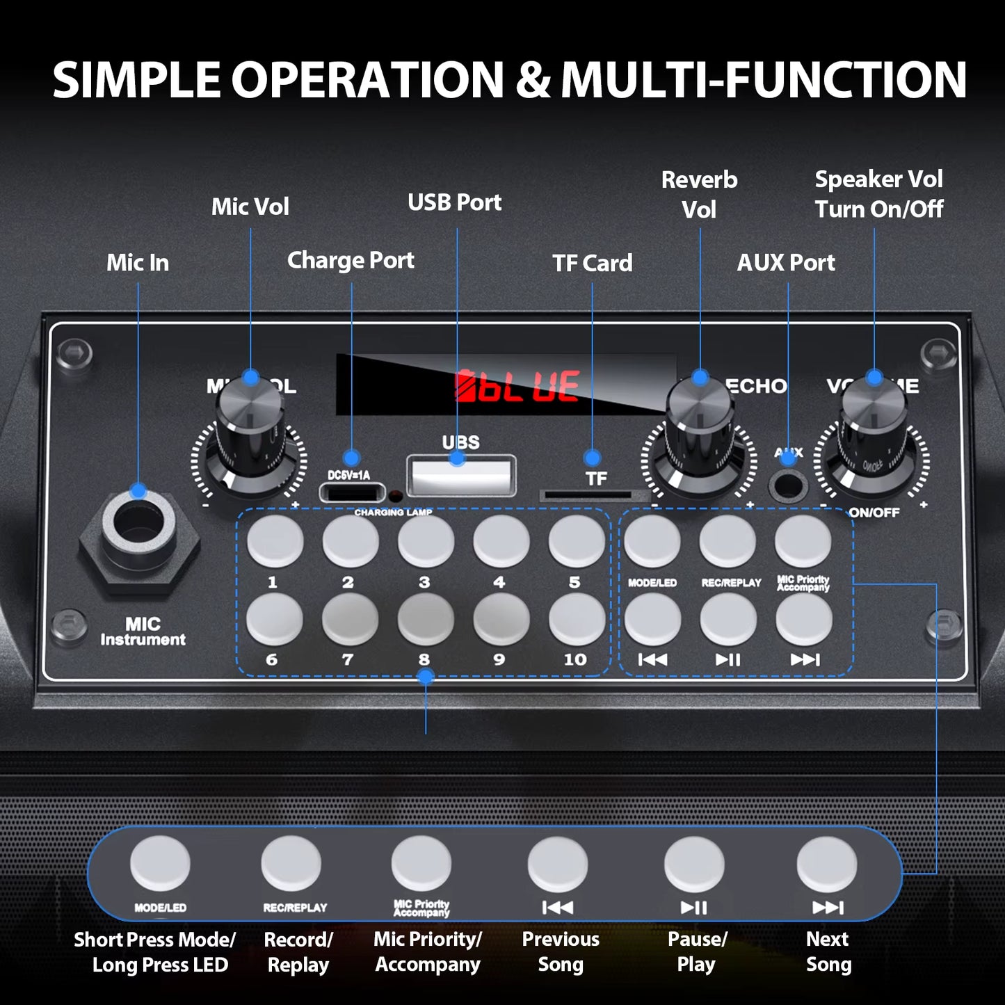 Ultimate Wireless Bluetooth Karaoke Speaker with LED Light - Portable Home Karaoke System with Microphone