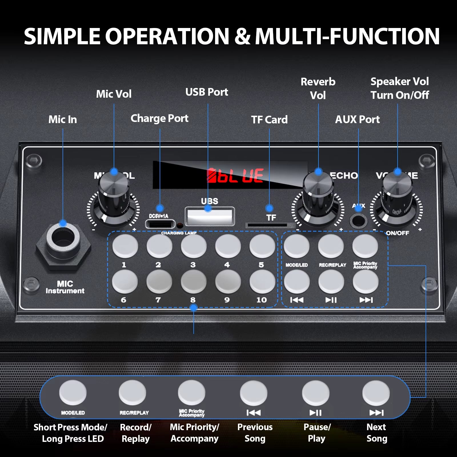 Ultimate Wireless Bluetooth Karaoke Speaker with LED Light - Portable Home Karaoke System with Microphone