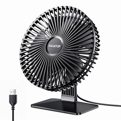 GAIATOP Portable USB Desk Fan - 90° Adjustable, Ultra Quiet with 4 Speed Settings for Home & Office Comfort