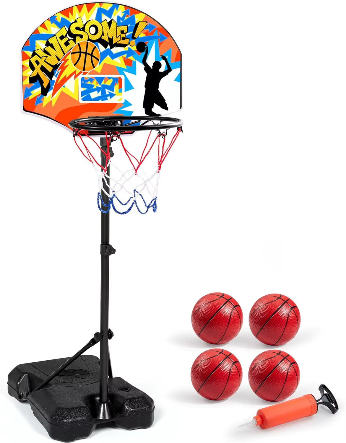 Ultimate LED Arcade Basketball Game - Adjustable 44"-55" Hoop with 4 Balls - Perfect Gift for Kids Ages 3-12!