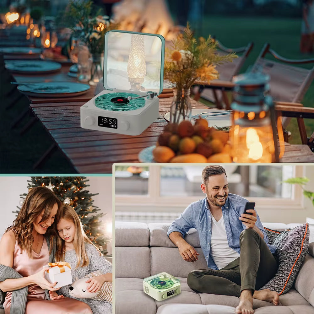 Vintage Mini Bluetooth Speaker with RGB Light - Portable White Noise Sleep Aid & Subwoofer, TF Card Support