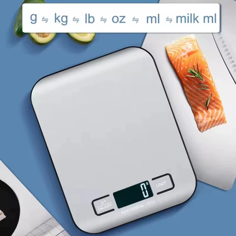 Stainless Steel Digital Kitchen Scale with LED Display - 5Kg/1G Precision Weighing for Food, Jewelry, and Baking