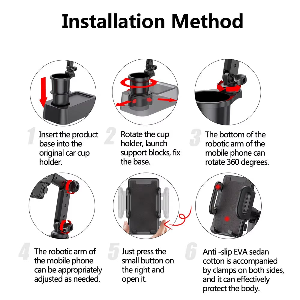 Ultimate Car Cup Holder Expander & 360° Smartphone Mount - Perfect Auto Interior Accessory!