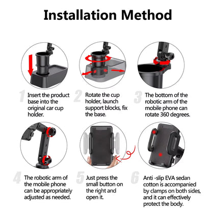 Ultimate Car Cup Holder Expander & 360° Smartphone Mount - Perfect Auto Interior Accessory!