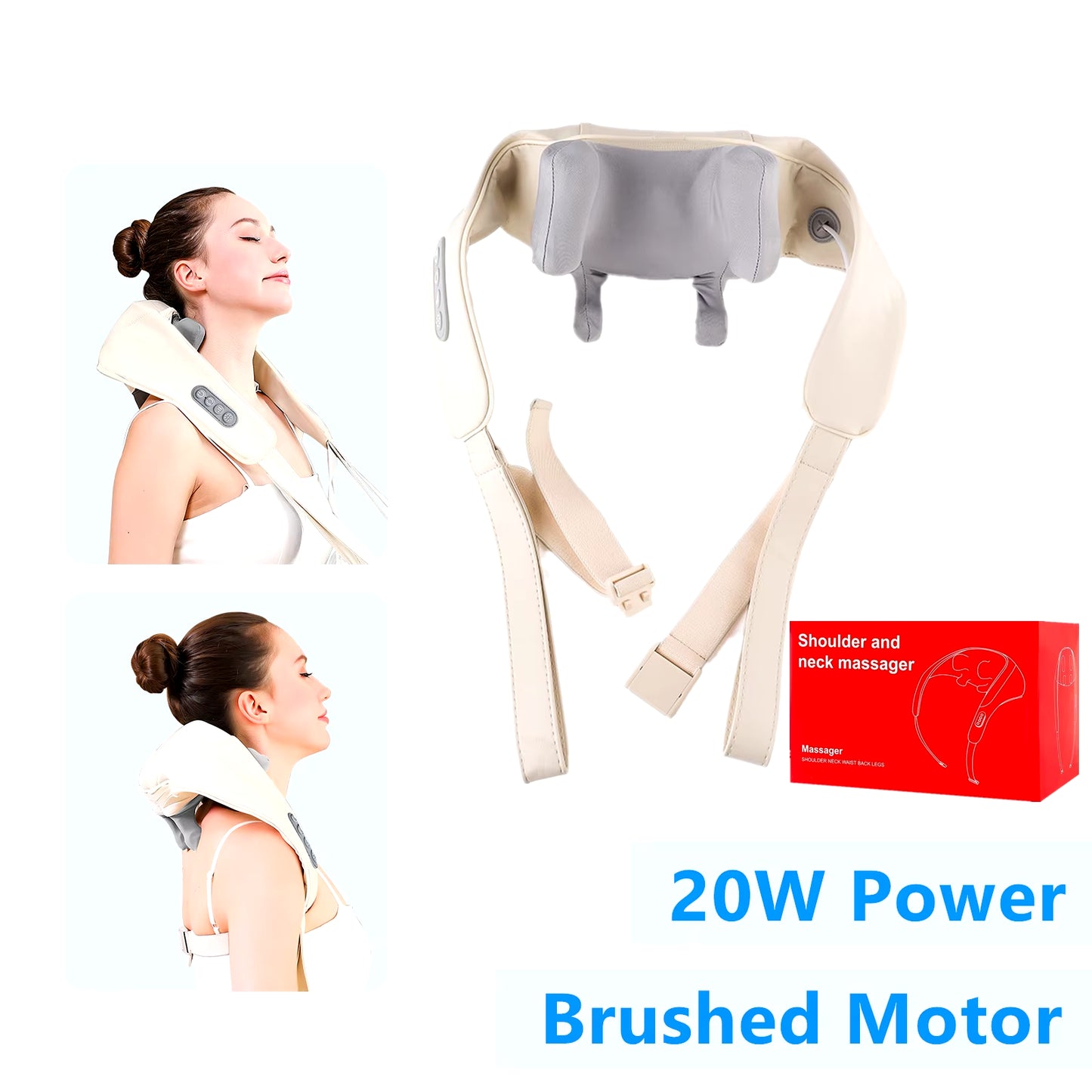 Wireless 26W Brushless Motor Neck and Shoulder Massager - Ultimate Back and Neck Kneading Shawl for Relaxation