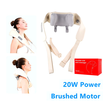 Wireless 26W Brushless Motor Neck and Shoulder Massager - Ultimate Back and Neck Kneading Shawl for Relaxation