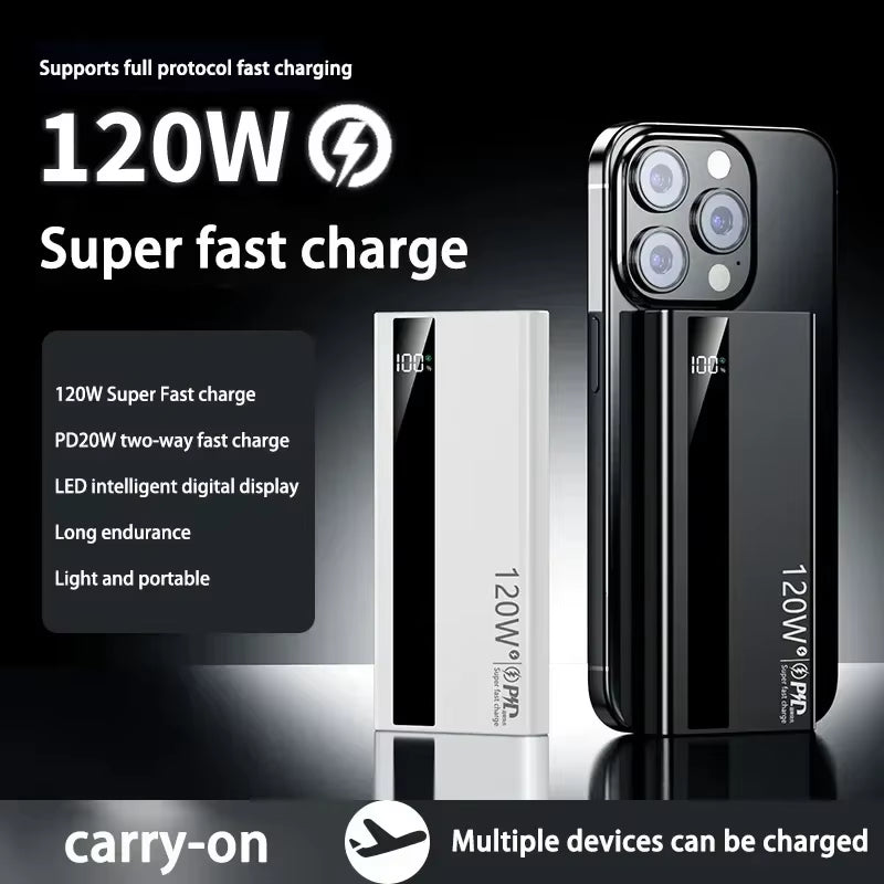 500000Mah Large Capacity Power Bank 120W Super Fast Charging Power Bank Portable Battery Charger for Iphone Xiaomi Samsung