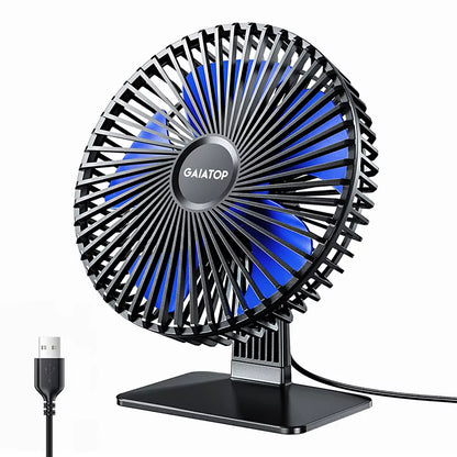 GAIATOP Portable USB Desk Fan - 90° Adjustable, Ultra Quiet with 4 Speed Settings for Home & Office Comfort
