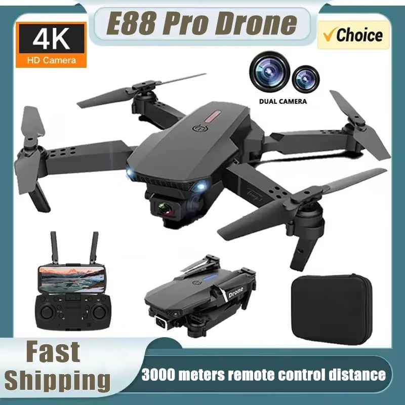 2025 E88Pro 4K Professional RC Drone with 1080P HD Camera - Foldable Helicopter, WIFI FPV, Height Hold - Perfect Gift Toy!