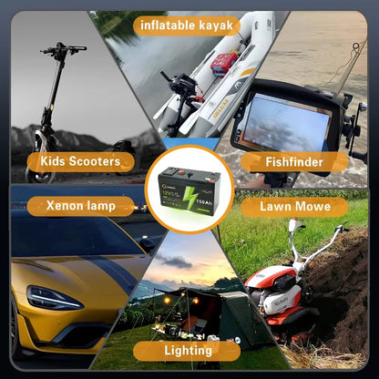Lifepo4 12V 150Ah Rechargeable Lithium Battery,Built-In Bms,Perfect for Ride on Toys,Solar Panels,Fish Finders,Power Wheels