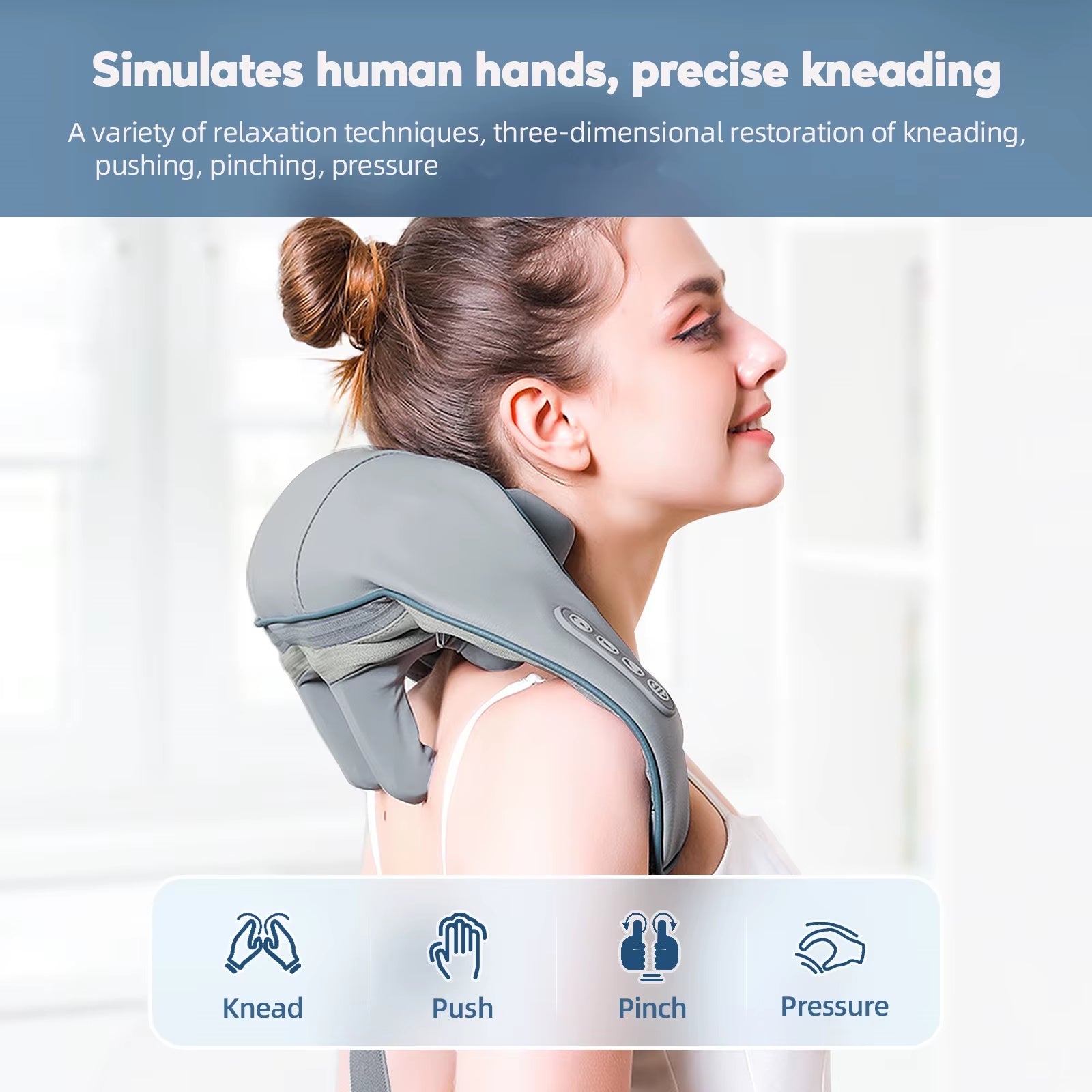 Wireless 26W Brushless Motor Neck and Shoulder Massager - Ultimate Back and Neck Kneading Shawl for Relaxation
