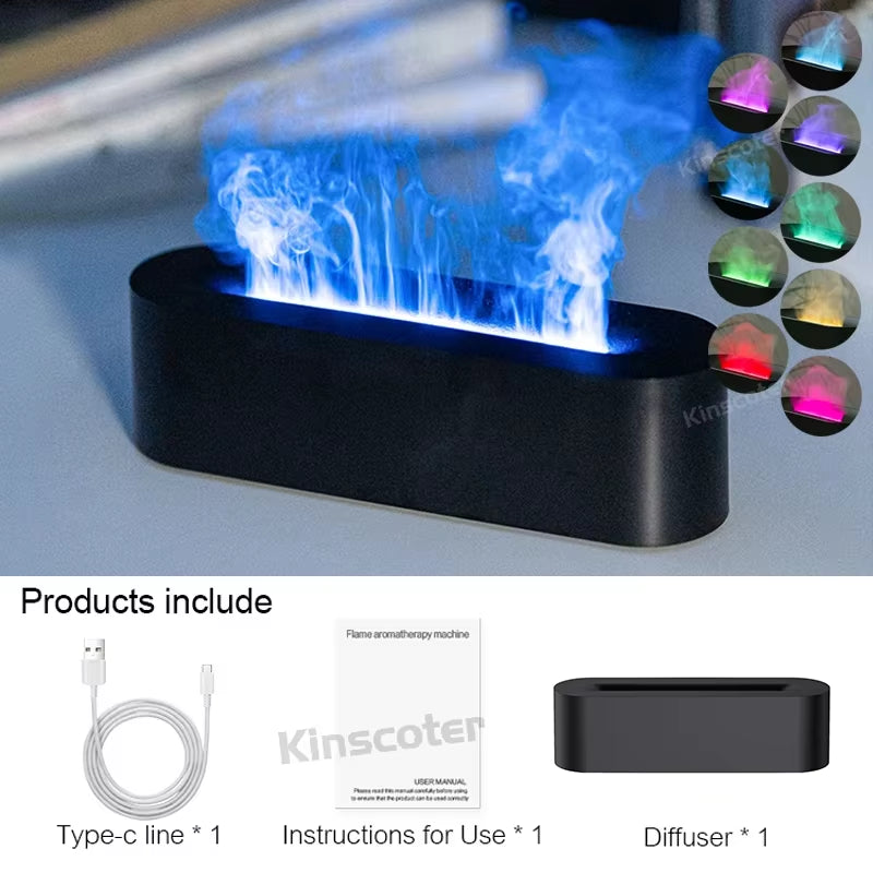 Flame-Inspired Essential Oil Aroma Diffuser with Ultrasonic Mist & RGB Night Light