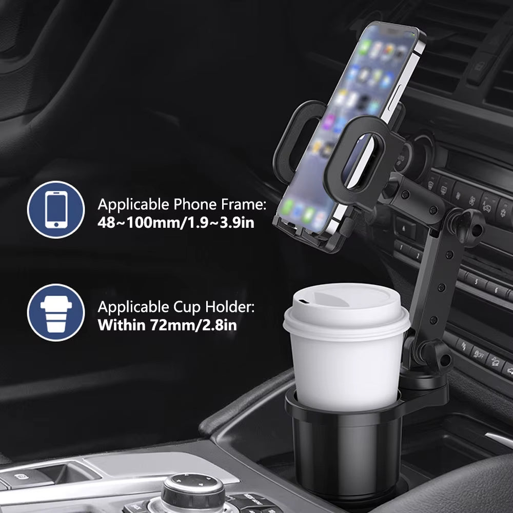 Ultimate Car Cup Holder Expander & 360° Smartphone Mount - Perfect Auto Interior Accessory!