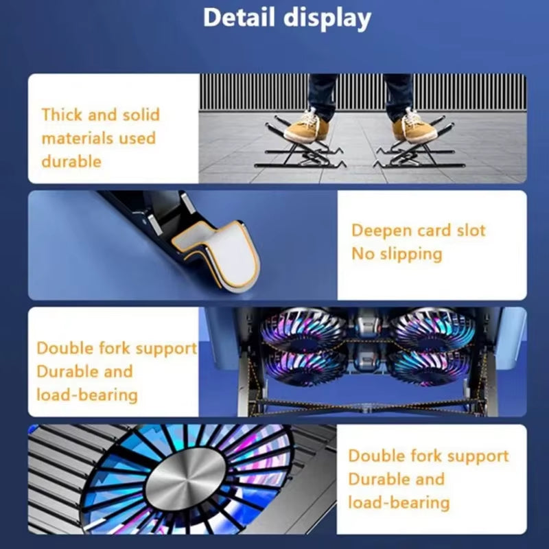 Ultimate Portable Laptop Cooler Stand - Adjustable Cooling Pad with 4 Fans for 13-17.3 Inch Notebooks - Foldable & Travel-Friendly