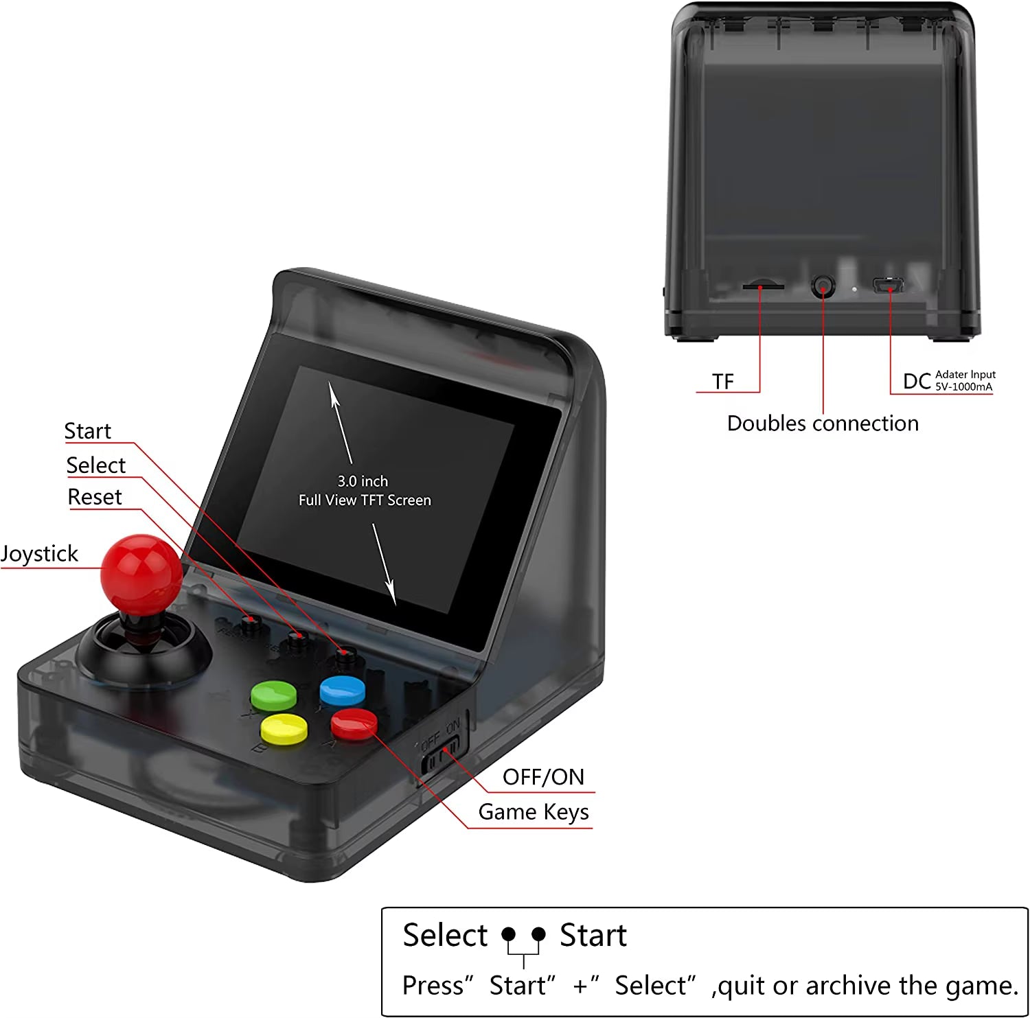 Ultimate 32-Bit Mini Arcade Retro Console - 500 Classic Games for Kids - Portable Handheld Fun!