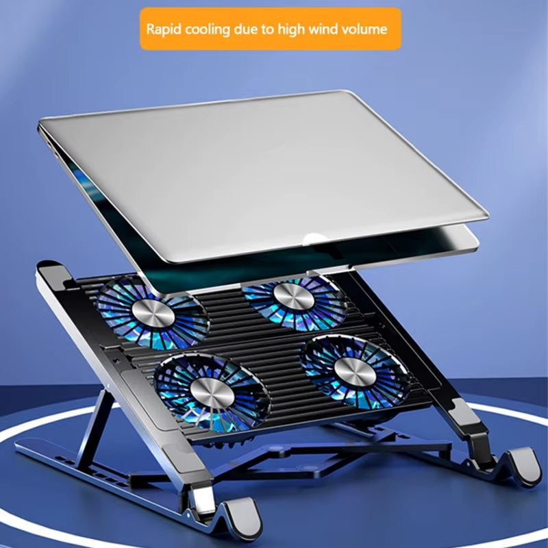 Ultimate Portable Laptop Cooler Stand - Adjustable Cooling Pad with 4 Fans for 13-17.3 Inch Notebooks - Foldable & Travel-Friendly