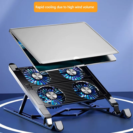 Ultimate Portable Laptop Cooler Stand - Adjustable Cooling Pad with 4 Fans for 13-17.3 Inch Notebooks - Foldable & Travel-Friendly