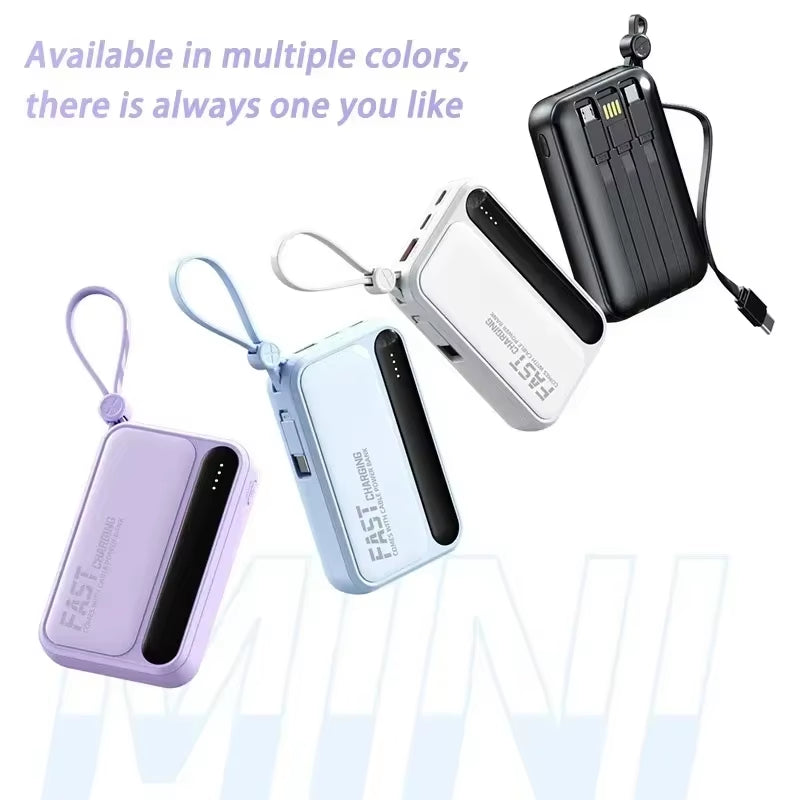 4 In1 Power Bank 500000Mah Large Capacity Built in Cables Intelligent Digital Display Light Portable Battery for Iphone