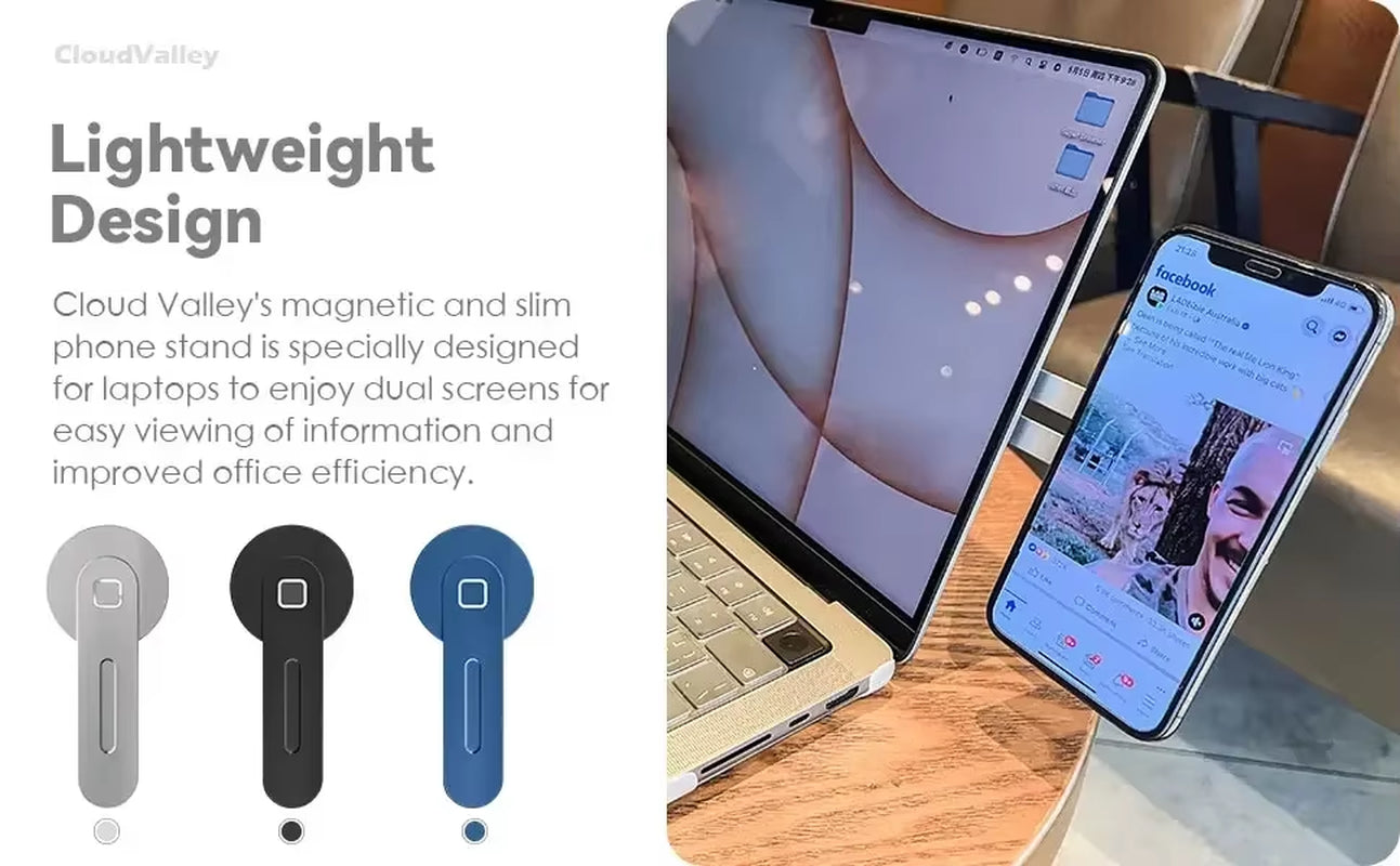 2025 Slim & Foldable Magnetic Laptop and Monitor Phone Holder - Compatible with iPhone 14/13/12 Series and All Smartphones