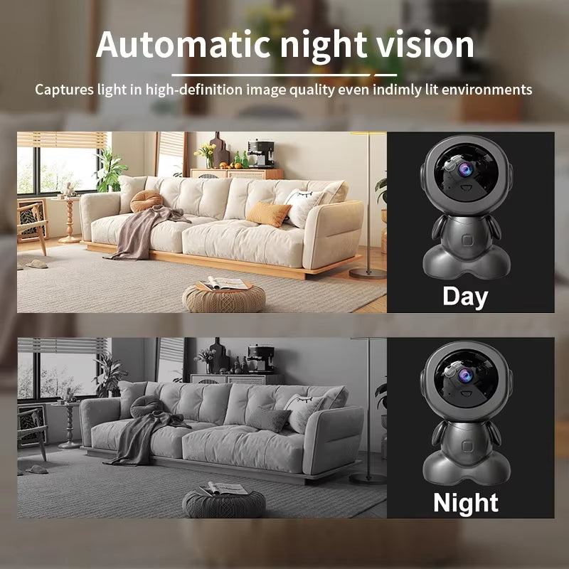 8MP Smart WiFi Surveillance Robot - Wireless Security Baby Monitor with AI Human Tracking, Two-Way Audio, and Color Night Vision