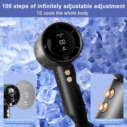 Ultimate Portable Turbo Handheld Fan - 100 Speed Settings for Home, Travel & Outdoor Adventures