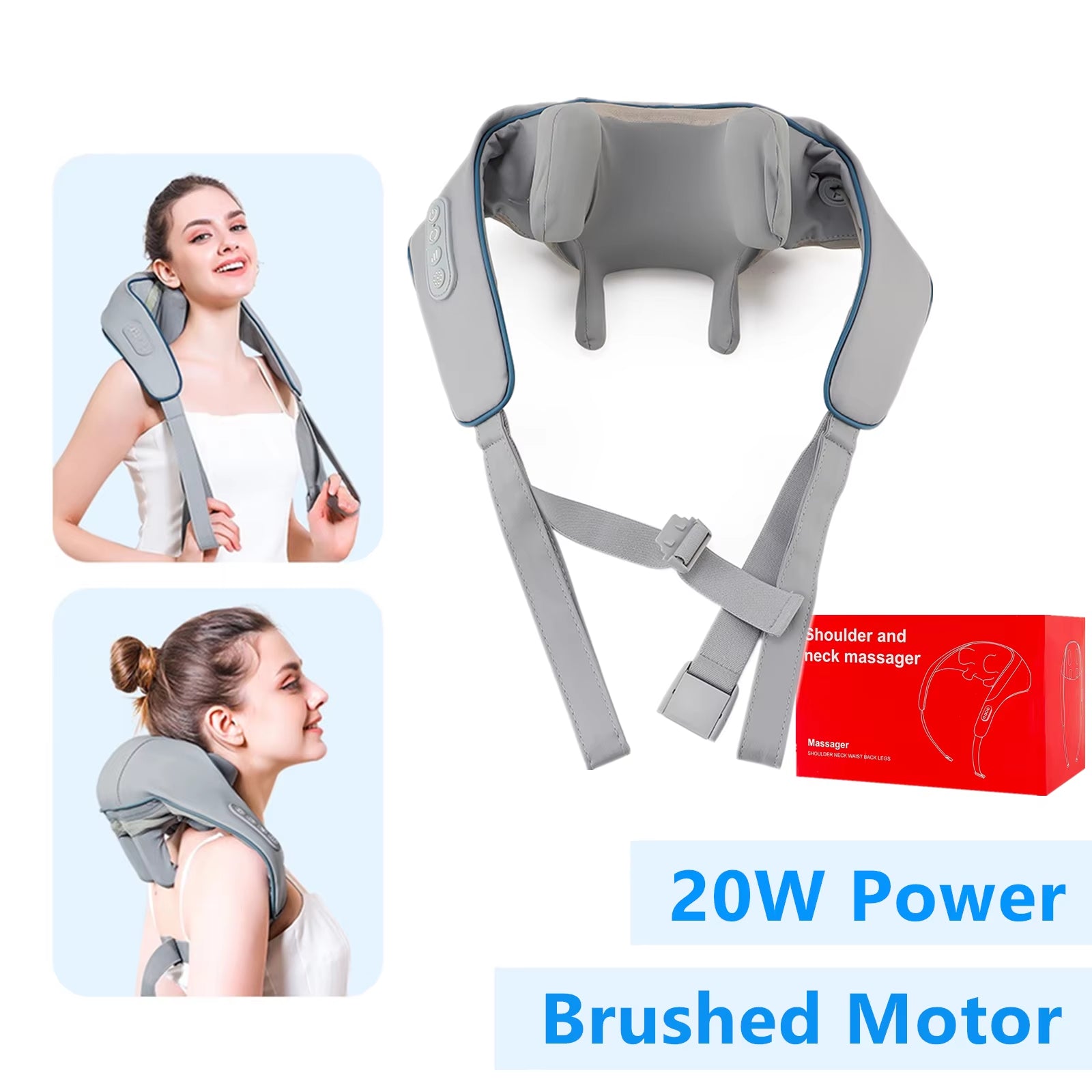 Wireless 26W Brushless Motor Neck and Shoulder Massager - Ultimate Back and Neck Kneading Shawl for Relaxation