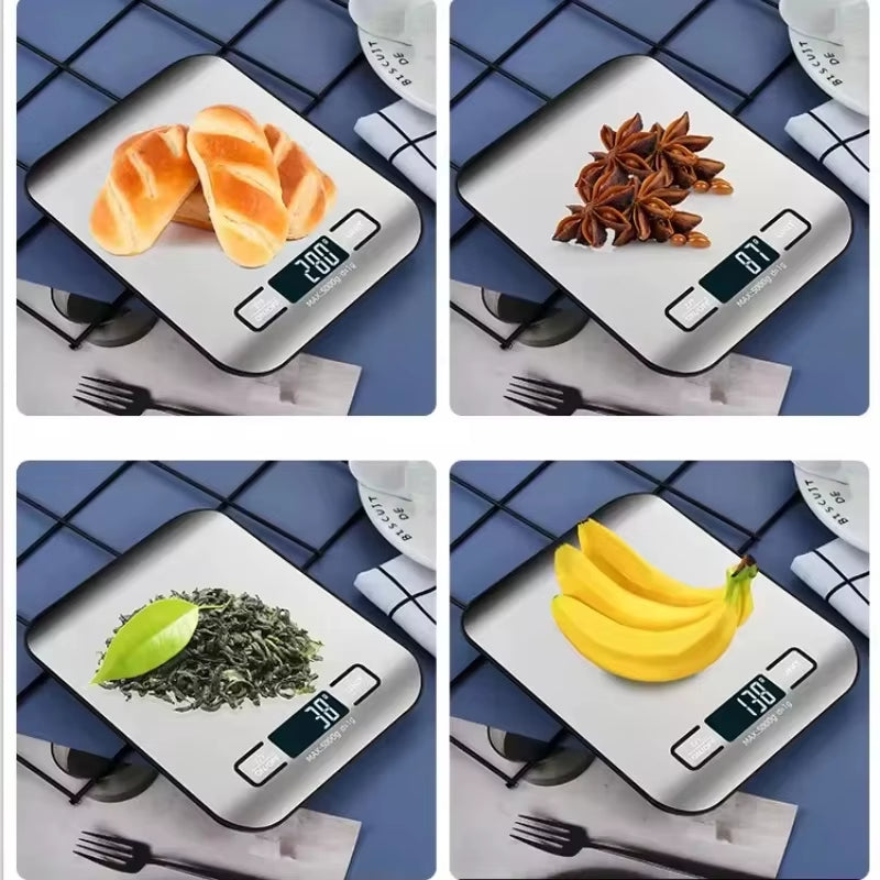 Stainless Steel Digital Kitchen Scale with LED Display - 5Kg/1G Precision Weighing for Food, Jewelry, and Baking