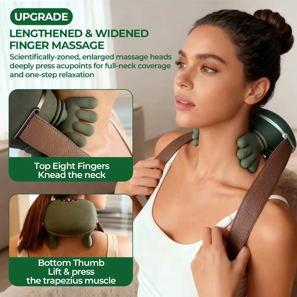 Bionic Wireless Neck and Shoulder Massager - Relaxing Cervical Trapezius Kneading Device with Brushless Motor