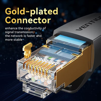 Ultra-Fast CAT8 Ethernet Cable - 40Gbps, 2000MHz, Cotton Braided LAN Cord for Laptops, PS5, and Routers - RJ45 Connector