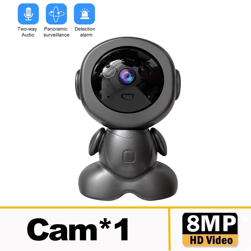 8MP Smart WiFi Surveillance Robot - Wireless Security Baby Monitor with AI Human Tracking, Two-Way Audio, and Color Night Vision