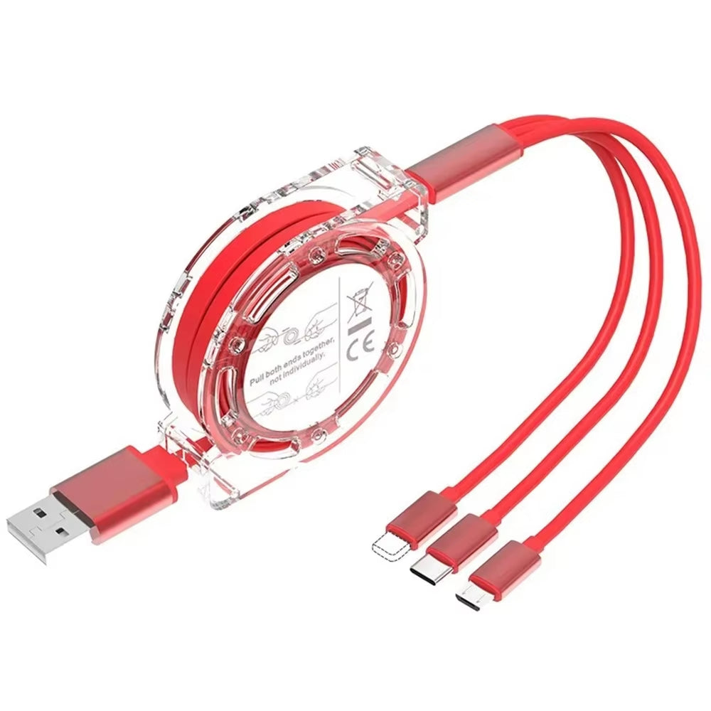 Versatile 3-In-1 Retractable USB Charging Cable for iPhone, Type-C & Micro USB - Fast Charging for Android, Xiaomi, Huawei, Samsung