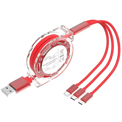 Versatile 3-In-1 Retractable USB Charging Cable for iPhone, Type-C & Micro USB - Fast Charging for Android, Xiaomi, Huawei, Samsung