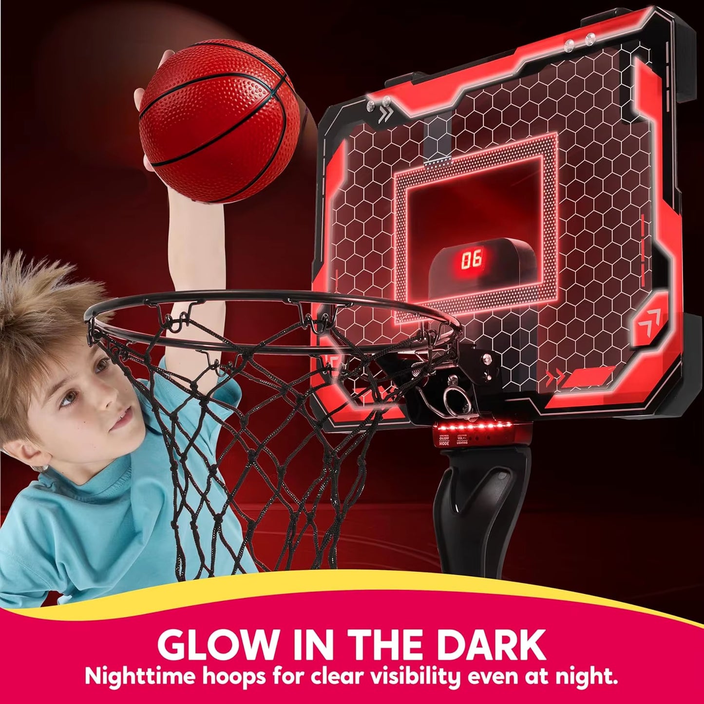 Light-Up Mini Indoor Basketball Hoop - Over-the-Door Fun with Scoreboard & 4 Balls - Perfect Birthday Gift for Kids!