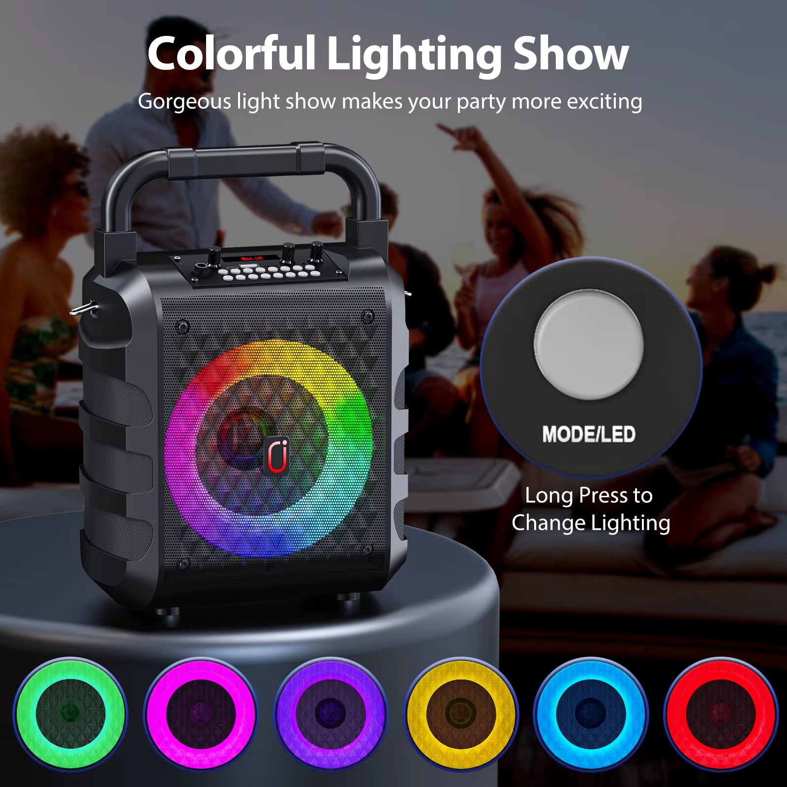 Ultimate Wireless Bluetooth Karaoke Speaker with LED Light - Portable Home Karaoke System with Microphone