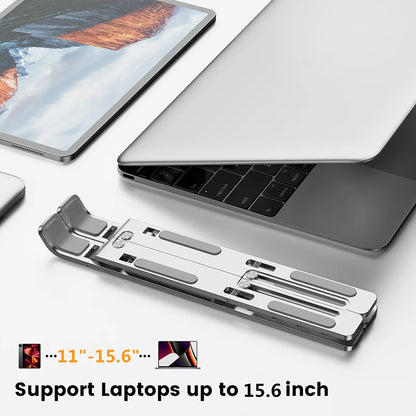 Adjustable Aluminum Alloy Laptop Stand - Foldable & Portable Cooling Holder with Non-Slip Design