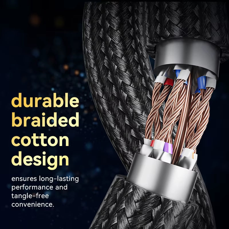 Ultra-Fast CAT8 Ethernet Cable - 40Gbps, 2000MHz, Cotton Braided LAN Cord for Laptops, PS5, and Routers - RJ45 Connector